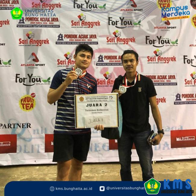 Farizi dan Fajri Raih Juara 2 Turnamen Badminton antar Perguruan Tinggi se-Sumatera Barat 2021